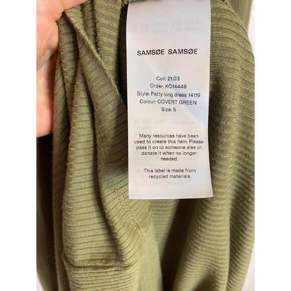 SAMSOE SAMSOE Patty Moss Green Long Sleeve Ribbed Maxi Dress US SMALL - Picture 10 of 11